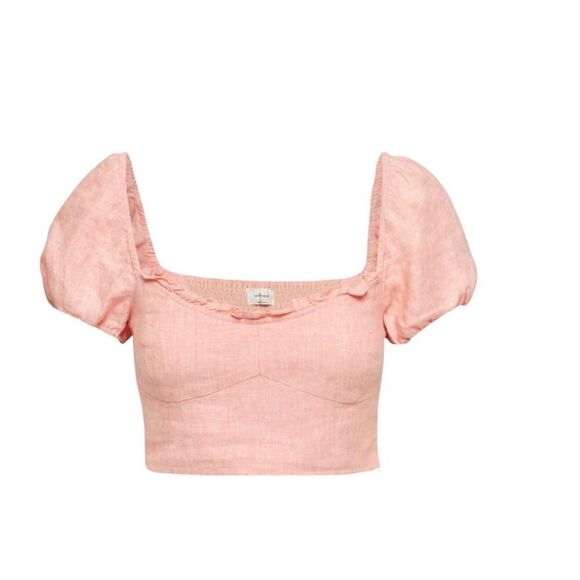 Aritzia Wilfred wander organic linen crop blouse Medium - Picture 1 of 6